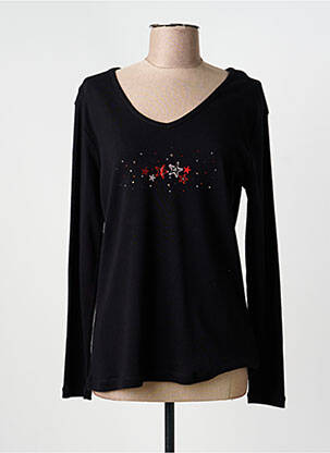 T-shirt sérigraphie avec strass manches longues noir THALASSA femme