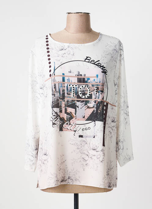 Top coupe fluide manches longues blanc EGO femme