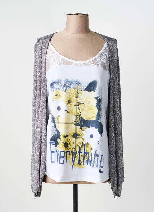 Top coupe cintrée manches longues gris ATLANTA femme