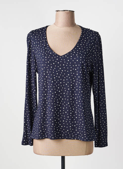 T-shirt col v manches longues bleu COTE ANGLAISE femme