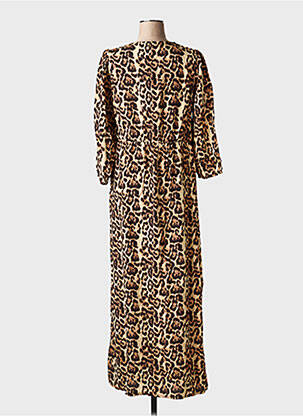 Robe longue coupe cintrée manches 3/4 marron KAFFE femme