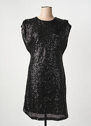 Robe mi-longue manches courtes manches courtes noir ICHI femme