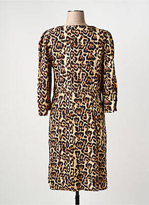 Robe mi-longue tissage crêpe fines bretelles marron KAFFE femme