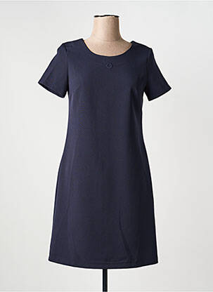 Robe courte fermeture zippée au dos manches courtes bleu HIPPOCAMPE femme