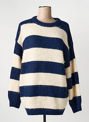 Pull tunique stretch manches longues bleu ICHI femme