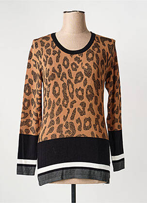 Pull coupe cintrée manches longues marron MARBLE femme