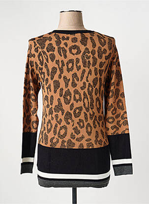 Pull coupe cintrée manches longues marron MARBLE femme