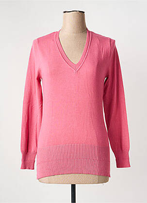 Pull col v manches longues rose MARBLE femme