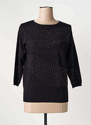 Pull stretch manches 3/4 noir MARBLE femme