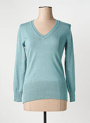 Pull col v manches longues vert MARBLE femme