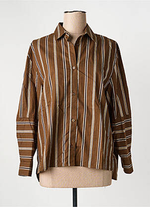 Chemisier coupe droite manches longues marron ADORE femme