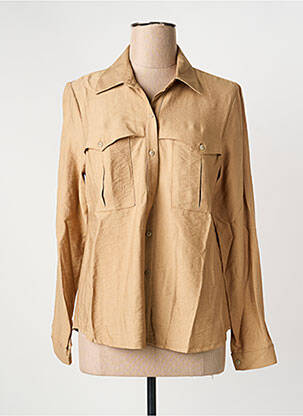 Chemisier tissage crêpe manches longues beige HALOGENE femme