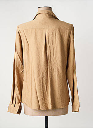 Chemisier tissage crêpe manches longues beige HALOGENE femme