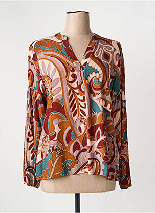 Blouse imprimé fantaisie manches longues rouge HALOGENE femme