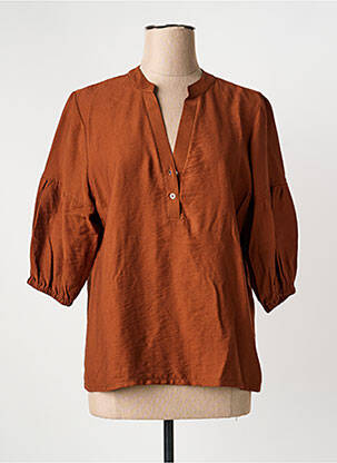 Blouse manches 3/4 manches 3/4 marron HALOGENE femme