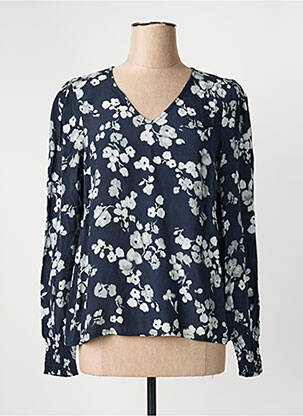 Blouse imprimé fleurs manches longues bleu KAFFE femme
