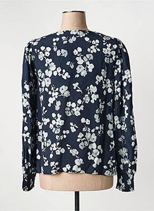 Blouse tissage popeline manches longues bleu KAFFE femme