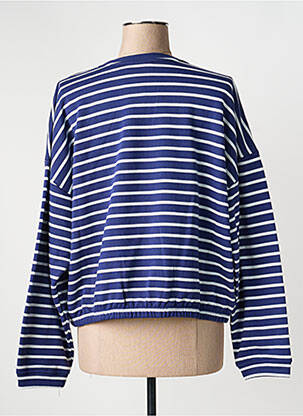 Sweat-shirt broderie manches longues bleu ICJHI femme