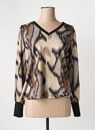 Sweat-shirt stretch manches longues beige EGO femme
