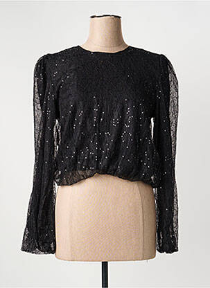 Top coupe cintrée manches longues noir KAFFE femme