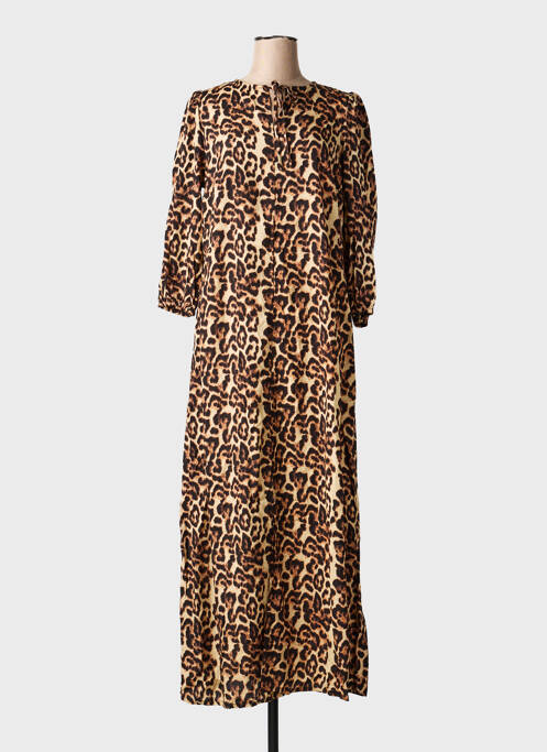 Robe longue coupe cintrée manches 3/4 marron KAFFE femme