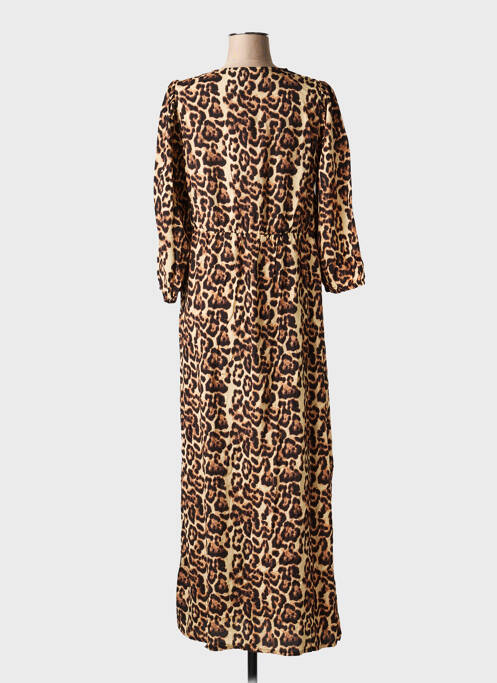 Robe longue coupe cintrée manches 3/4 marron KAFFE femme