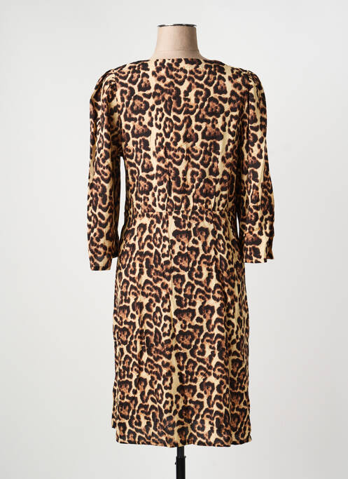 Robe mi-longue tissage crêpe fines bretelles marron KAFFE femme