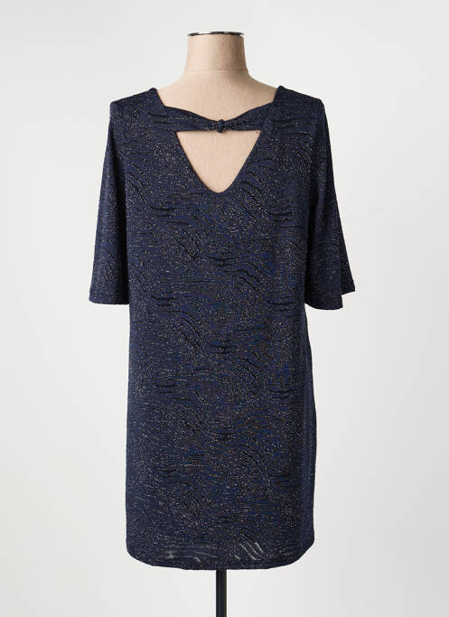Robe courte manches 3/4 manches 3/4 bleu HALOGENE femme