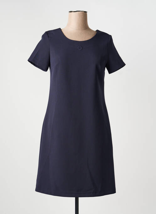 Robe courte fermeture zippée au dos manches courtes bleu HIPPOCAMPE femme