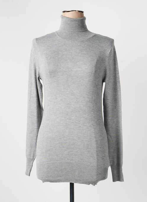Pull col roulé tissage chiné manches longues gris KAFFE femme