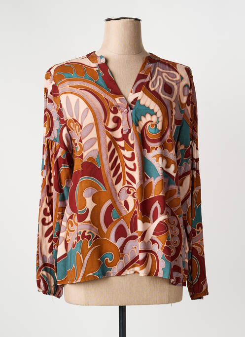 Blouse imprimé fantaisie manches longues rouge HALOGENE femme