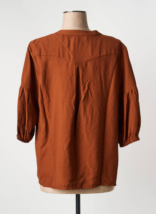 Blouse manches 3/4 manches 3/4 marron HALOGENE femme