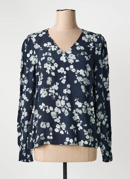 Blouse imprimé fleurs manches longues bleu KAFFE femme