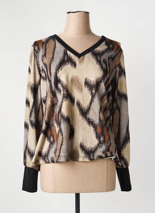 Sweat-shirt stretch manches longues beige EGO femme