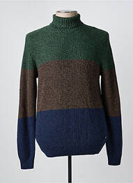 Pull col roulé maille souple et aérée manches longues vert BLEND homme