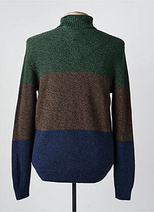 Pull col roulé maille souple et aérée manches longues vert BLEND homme