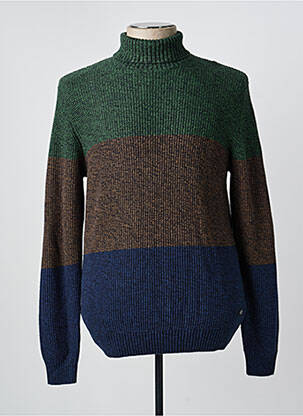 Pull col roulé maille souple et aérée manches longues vert BLEND homme