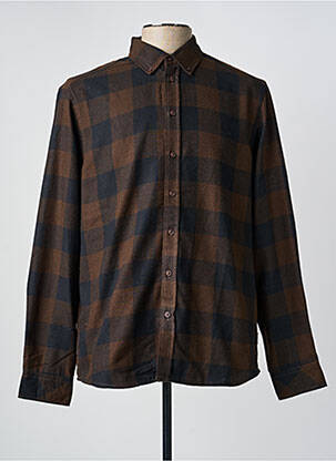 Chemise manches longues coupe droite marron BLEND homme