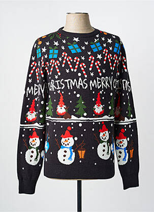 Pull tissage jacquard manches longues noir BLEND homme