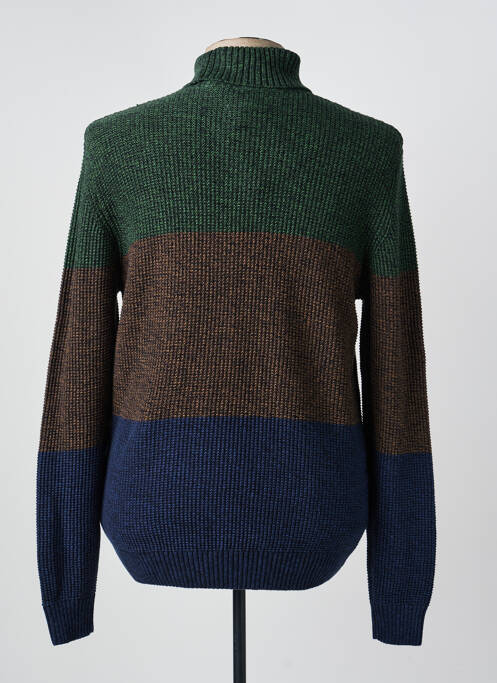 Pull col roulé maille souple et aérée manches longues vert BLEND homme