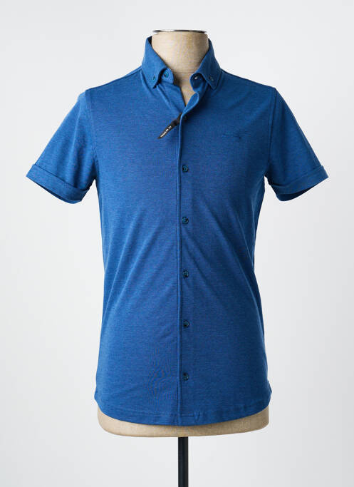 Chemise manches courtes coupe cintrée bleu DELAHAYE homme