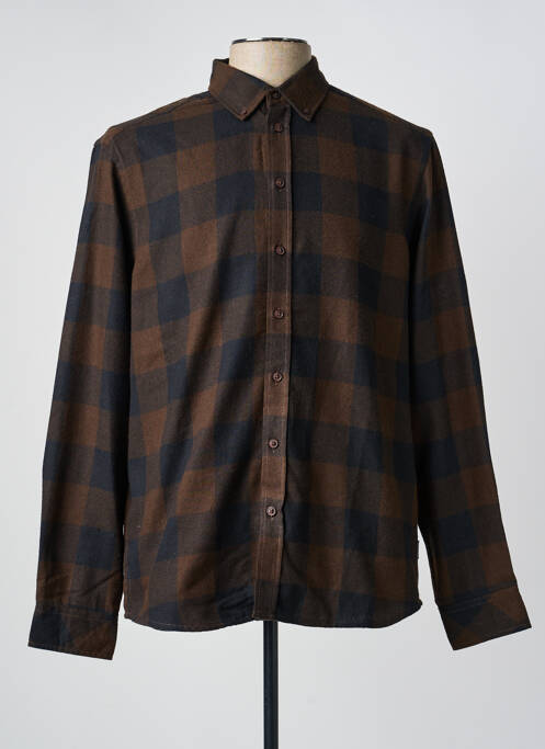 Chemise manches longues coupe droite marron BLEND homme