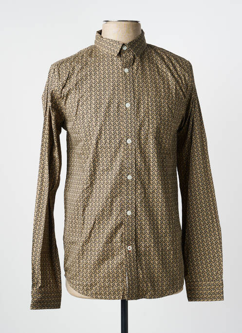 Chemise manches longues imprimé fantaisie marron DEELUXE homme