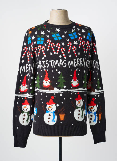 Pull tissage jacquard manches longues noir BLEND homme