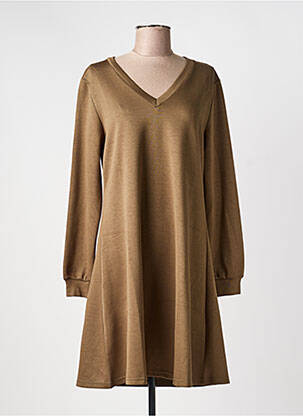 Robe courte coupe évasée manches longues vert ICHI femme
