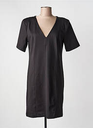 Robe courte fermeture zippée au dos manches courtes noir ICHI femme