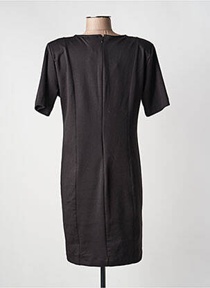 Robe courte fermeture zippée au dos manches courtes noir ICHI femme