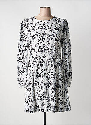 Robe courte fermeture zippée au dos manches longues gris ICHI femme