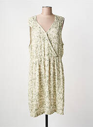 Robe mi-longue coupe fluide sans manche vert ICHI femme