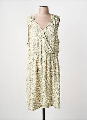 Robe mi-longue coupe fluide sans manche vert ICHI femme